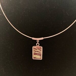 Sterling Silver and butterfly wing in glass